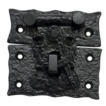 Adonai Hardware 3 Inch"Oshea" Antique Cast Iron Hasp & Staple with Lock for Trunks and Jewellery Boxes - Matte Black Powder Coated, Antique Hardware, Cabinet Hardware