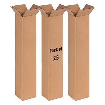 Kuber Industries Corrugated Box | 3 Ply Corrugated Packing Box | Corrugated for Shipping | Corrugated for Courier & Goods Transportation | L 3 x W 3 x H 19 Inch | Pack of 25 | Brown