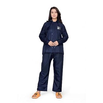 Os rainwear Rain Coat for Women's Waterproof Reversible Double Layer with Hood Set of Top and Bottom Packed in a Storage Bag 2 Way (Both side) Wearable