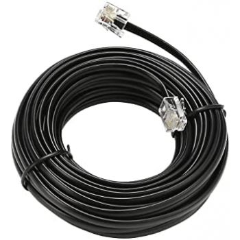 Telephone Extension Cord 2 Pin, 1 Line Rj11 Male To Male Cable Line Or Landline, Phone, Modem Or Fax Machine (Black, 5 Meter