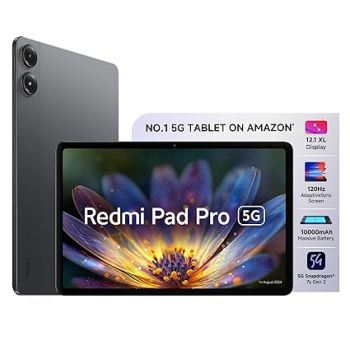 Redmi Pad Pro 5G |Snapdragon 7s Gen 2|30.7cm(12.1") Tablet|33+ Days Standby| 10000mAh|HyperOS|8GB, 128GB|Quad Speakers |Wi-Fi 6 + 5G |Graphite Grey