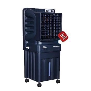 HAVAI Thunder-75 Air Cooler | 70L Tank Capacity, 150W Power, 250 Sq. Ft. Area Coverage | 15 Ft. Air Throw, Auto Louver Movement, 3-Speed Control, 3-Way Air Delivery | Powerful Cooling