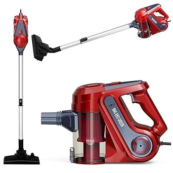 RNG EKO Green - 1000W Compact Multi-Function 20 KPA Cyclonic Power 2 in 1 Handheld & Stick Bagless Home Vacuum Cleaner- (Metallic Red + Grey)