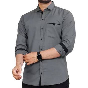 CB-COLEBROOK Men's Regular Fit Solid Soft Touch Cotton Casual Shirt with Pocket Design with Spread Collar & Full Sleeves