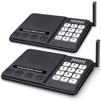 Wireless Intercom System for Home - 10 Channel 3 Privacy Code, 1.1 Mile Range Room to Room Communication - 2 Pack