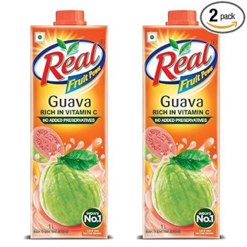 DABUR Real Guava Fruit Juice -1L (Pack Of 2) | Rich In Vitamin C | No Added Preservatives, No Artificial Colors & Flavours |Daily Dose Of Fruit Nutrition | Tasty, Refreshing & Energising Drink