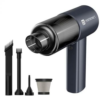 Portronics Mopcop Pro Rechargeable Handheld Vacuum Cleaner for Home & Car, Brushless DC Motor, 10000 Pa Suction, Multi-Function Nozzles(Black)