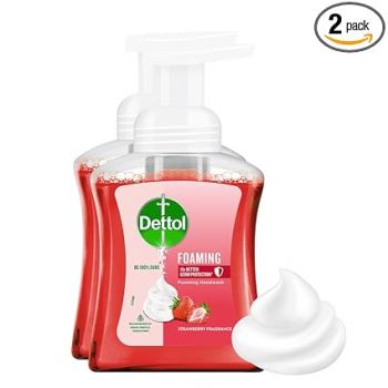 Dettol Foaming Handwash Pump - Strawberry (Pack of 2-250ml each) | Rich Foam | Moisturizing Hand Wash | Soft on Hands