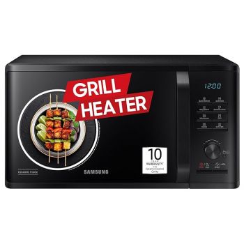 Samsung 23 L Grill Microwave Oven (MG23A3515AK/TL, Black, Various Auto Cook Programs, Keep Warm, Quick Defrost, LED Display, Ceramic Enamel Cavity, Wire Rack with 10 year warranty)
