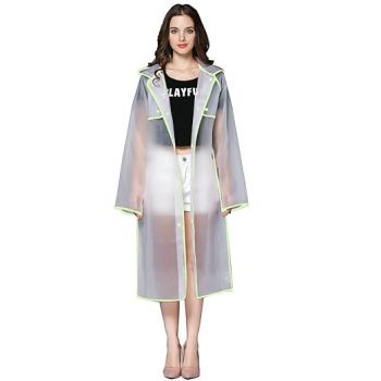 AllExtreme EVA Raincoats Transparent Reusable Water Resistant with Hood and Sleeves for Women Men Camping Rainy Season Travel