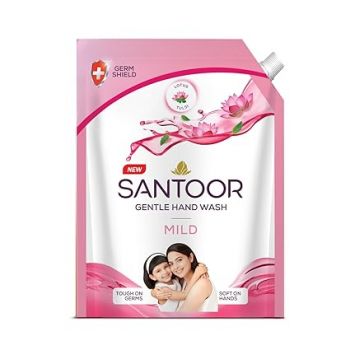 Santoor Mild Gentle Hand Wash 1300ml with Goodness of Lotus & Tulsi| Rich Lathering Formula with Anti-Bacterial Properties| Soft on Hands| Soothes & Hydrates Skin