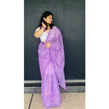 Light Sequence Organza Saree  (5 Set)