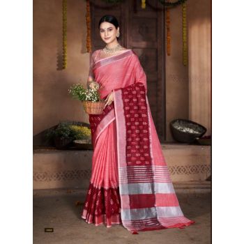 Cotton club fancy linen embroidery saree( 8 Sets)