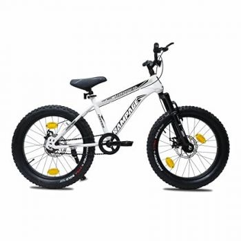 HOPPER Rampage N/IBC 20T Kids Fat Bike with Front Suspension & Dual Dual DIsc Brake | Bicycle for Boys & Girls 5-8Years| Frame Size- 14 Inch | 90% Pre-Assembled | (White)