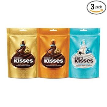 Kisses Hershey's Almonds, Milk And Cookies 'N' Creme Chocolates 100.8G - Pack Of 3, 302.4 Gram