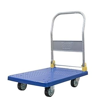 EQUAL 300kg Capacity Plastic Foldable Platform Trolley for Heavy Weight/Material Handling Goods Trolley for Home, Office, Warehouse & Industries - 60cm x 90cm (5" Wheel/Blue)