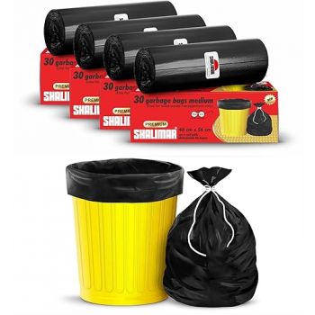 Shalimar Plastic Premium Garbage Bags (Lavender Fragrance) Size 19 X 21 Inches (Medium) 120 Bags (4 Rolls) Dustbin Bag/Trash Bag - Black Color, 120 count