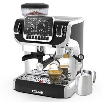 COSTAR Professional Espresso Machine with Grinding & Frothing, 19 Bar Coffee Maker with LED Screen, Coffee Machines for Home/Office/Coffee Shop, 1.8L Removable Water Tank for Cappuccino, Latte