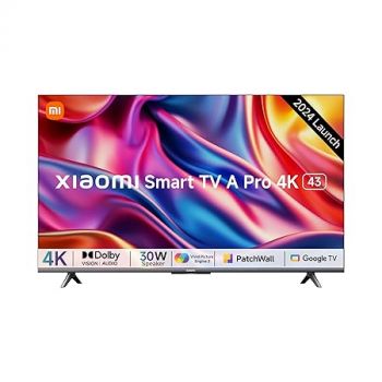 MI Xiaomi 108 cm (43 inches) A Pro 4K Dolby Vision Smart Google LED TV L43MA-AUIN (Black)