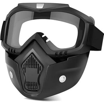 ZECVAC Goggle Mask Anti Scratch UV Protective Open Face & Eyewear Windproof Dirt Shield Adjustable Soft Foam Padded Detachable for Cycling Bike Off Road Racing Riding for Unisex (Transparent)