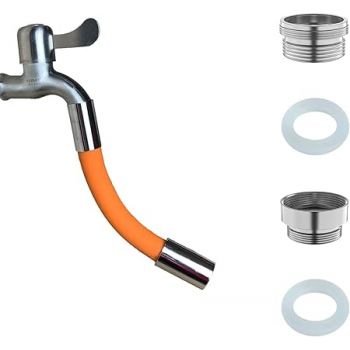 360° Flexible Stainless Steel Tap Extender, Universal Faucet Connector Pipe Adapter (50cm) – Brass/Plastic Tap Extension for Kitchen Sink, Bathroom, Washing Machine, Wash Basin