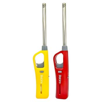 DEBIRE Steel-Plastic Gas Lighter Long Lasting, Refillable, Flame Adjustable Lighters Kitchen Tools for- Gas Stove, Candles Use, 26mm, (Red/Yellow/Blue/Black) (Pack of 2)