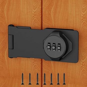 Household Cabinet Password Locks Cabinet Door Combination Lock Door Security Slide Latch Lock for Small Doors, Cabinets, Barn Door (1 Pack Black)