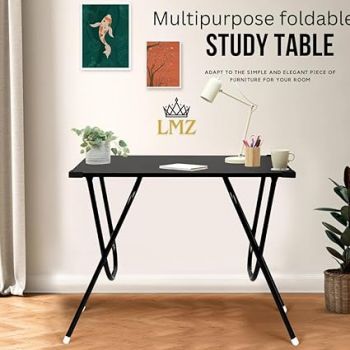 LMZ Multipurpose Portable & Foldable Black Wooden Table Desk for Home & Office (60D x 90W x 75H Centimeters)