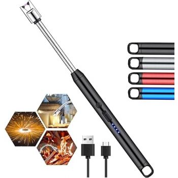 Upgraded Rechargeable Electric Gas Lighter for Kitchen Cooking Gas Stove Candles BBQ Pooja, 360° Flexible Neck Arc Lighter Plasma Flameless Windproof USB Lighter - 400 Uses in Single Charge