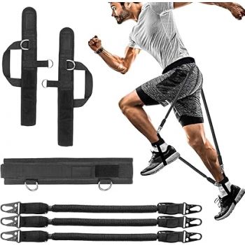 Fitcozi Vertical Jump Trainer Equipment Leg Bounce Trainer Device Speed and Agility Resistance Bands with Ankle Straps & Belt Leg Extension