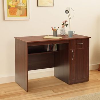 Green Soul Venue|Study & Office Table Computer Desk|Sturdy Built Quality|Engineered Wood| 3 Year Warranty|Writing Desk for Professionals | 1 Drawer, 1 Cabinet | Installation Provided (Rolex Brown)