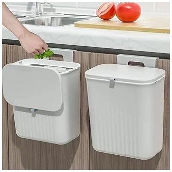 BLURISM Toilet Garbage Can Magnetic Waste Bin, Small Waste Bin, Wall Mounted, Organic Rubbish Bin, Kitchen, Plastic,Waterproof, Waste Collector for Motorhome, Kitchen Cabinet, Bathroom (WHITE