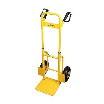 Stanley SXWT-FT520 Steel Folding Handtruck,120kg Load Capacity,Ergonomic Handle with Knuckle Protection,10" Large Pneumatic Wheels,Foldable Base Plate,Open Dimn: 52x48x113 cm,Folded Dimn: 28x48x80 cm
