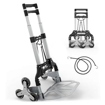 BUILDSKILL 60kg Foldable Trolley with Wheels | no Assembly | Puncture-Proof 3 Wheels for Stairs | Heavy-Duty Aluminium & ABS Plastic Body | Luggage Trolley cart for Moving Boxes, appliances & Bundles
