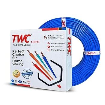 TWC Lite Single Core Electrical Wire |Blue, 45 Meter, 6 SQ.MM. |PVC electrical insulated copper wire | Cable for Domestic & Industrial Connection purpose | Flame Resistant |