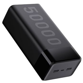Ambrane 50000mAh Powerbank, 20W Fast Charging, Triple Output (2 USB & 1 Type C), PD, Quick Charge for iPhone, Android & Other Devices, Made in India + Type C Cable (Stylo Max 50k, Black) -USB Type C
