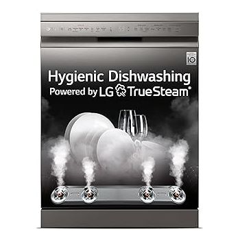 LG 14 Place Setting Free Standing Dish Washer with TrueSteam, QuadWash, EasyRack Plus, Wi-Fi Enabled (DFB424FP, Silver, Inverter Direct Drive Motor)