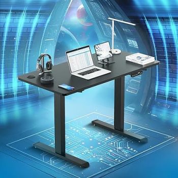 The Sleep Company Alloy Steel Adjustable Desk | Sit-Stand Ergonomic Table | Electric Height Adjustable Desk For Laptop | Memory Preset Controller| 1200 X 600 Top | Black Color