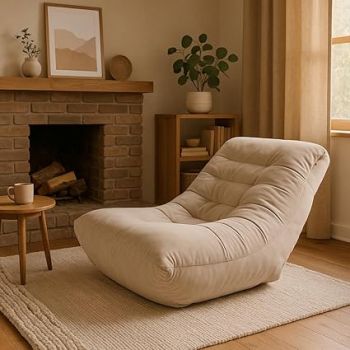 Couchette® Bellisimo Lounge Sofa Bean Bag in Beige Luxury Suede Finish (Filled with Beans)
