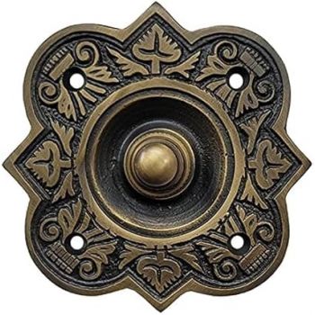 Adonai Hardware"Parshandatha" Decorative Brass Bell Push or Door Bell or Push Button (Antique Brass)