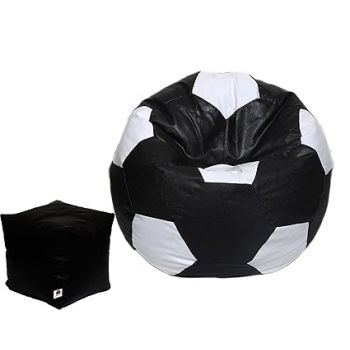 AUTARKY Football Bean Bag Cover Without Beans (Set of 2, Without Beans) (XXL, Black & White)