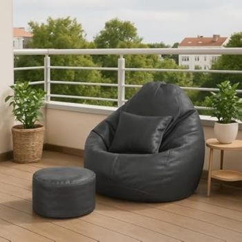 Wakefit Bean Bag 4XL | 3 Months Warranty | Leatherette Bean Bag with Beans | Grey