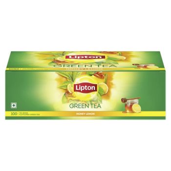 Lipton Honey Lemon Green Tea Bags 100 pcs, All Natural Flavour, Zero Calories - Improves Metabolism & Reduces Waist