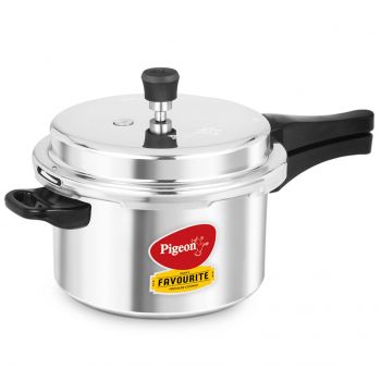 Pigeon by Stovekraft Favourite Non-induction Base Aluminium Outer Lid Pressure Cooker, 5 Litres, Silver