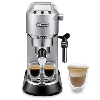 DeLonghi EC685.M Dedica Style Pump Espresso Coffee Machine | Espresso, Cappuccino, Latte & More Recipe Options| Coffee Maker Machine for Home | 15 Bar Pressure, 1350 W|Free Demo & Installation|Metal