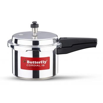 Butterfly Cordial 3 Litres Pressure Cooker | Outer Lid | Food Grade Virgin Aluminium | Induction & Gas Stove Compatible | ISI Certified | 2 Years Manufacturer's Warranty | Silver