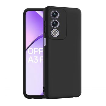 CEDO Oppo A3 Pro (5G) Back Cover | Camera Bump Protection & Inner Velvet Fabric Lining | Ultra Slim Matte Soft Rubberised Case Cover (Black)