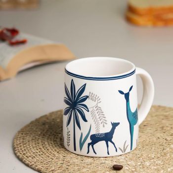 The Earth Store Stag Blue Coffee Mug Set of 1 to Gift to Best Friends, Coffee Mugs, Microwave Safe Ceramic Mugs,(300 ml Each)