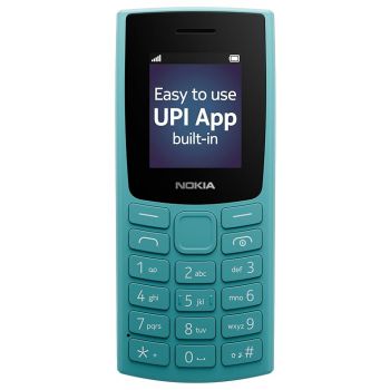 Nokia All-New 105 Single Sim Keypad Phone with Built-in UPI Payments, Long-Lasting Battery, Wireless FM Radio | Cyan