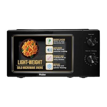Haier 19 L Inverter Technology, Light Weight, Defrost, 5 Power Levels Solo Microwave Oven (HIL1901MBPB, Black)